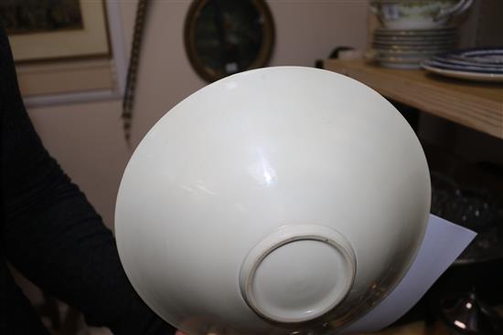 A Chinese cream glazed bowl on stand